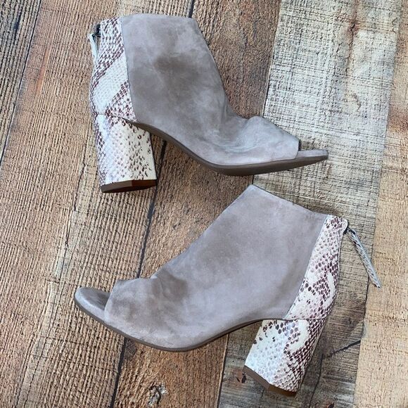 Seychelles Black Tie Peep Toe Ankle Boot - Taupe/Beige - Picture 6 of 11